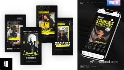 Peach Streetwear Instagram Stories Video Displays template preview