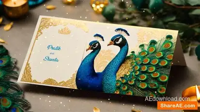 Videohive Peacock Theme Indian Wedding Invitation 3D Design Slideshow Video Displays template preview