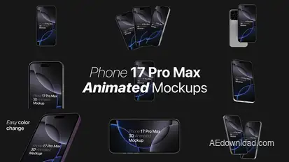 Phone 17 Pro Max 3D Mockups Video Displays template preview