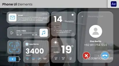 Phone Interface Elements template preview