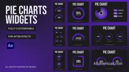 Pie Charts Widgets Infographics template preview