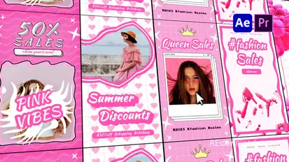 Pink Stories Pack Titles template preview