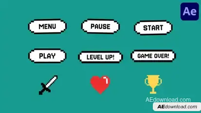 Pixel Game UI And Retro Icons | After Effects Elements template preview