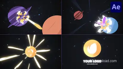 Planet Bounce Asteroid Logo for After Effects Logo Stings template preview