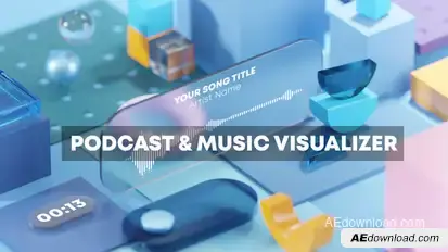 Podcast and Music Visual Techno Geometry 3D Video Displays template preview
