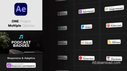 Podcast Badges for After Effects Titles template preview