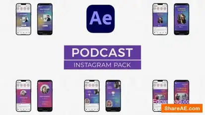 Podcast Instagram Pack for After Effects Openers template preview