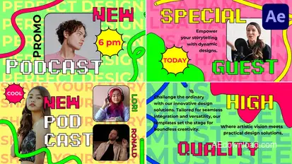 Podcast Promo Slides for After Effects Openers template preview