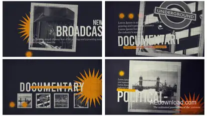 Documentary Broadcast Opener | Retro Grunge Intro Video Displays template preview