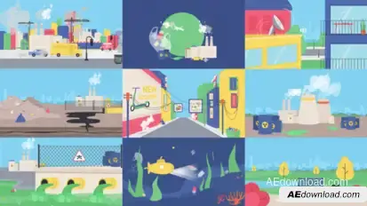 Pollution Animated Scenes Elements template preview
