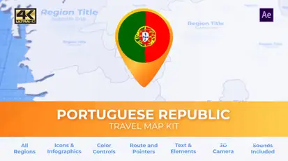 Portugal Map - Portuguese Republic Travel Map Video Displays template preview