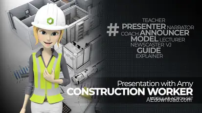 Presentation With Amy Construction Worker Product Promo template preview