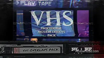 Procedural Distortion Effects For After Effects | VHS Overlays, VCR, Retro CRT, Old TV Filters Elements template preview