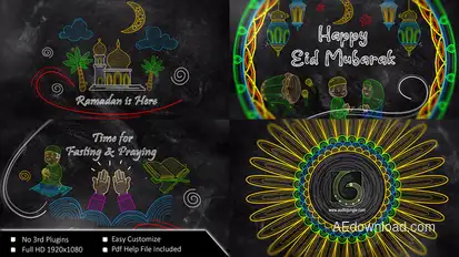 Ramadan Mubarak Doodle Greetings Logo Stings template preview