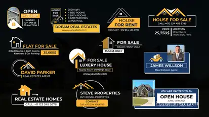 Real Estates Lower Thirds Titles template preview