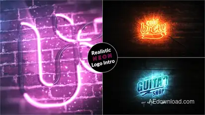Realistic Neon Logo Intro Logo Stings template preview