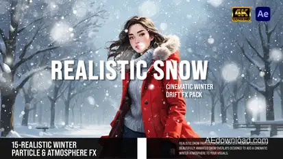 Realistic Snow Particle Overlays – Cinematic Winter Drift FX Pack Elements template preview