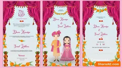 Videohive Red Curtain Style Wedding Invitation Story Titles template preview
