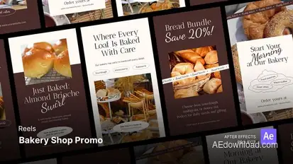 Reels - Bakery Shop Promo After Effects Project Files Product Promo template preview