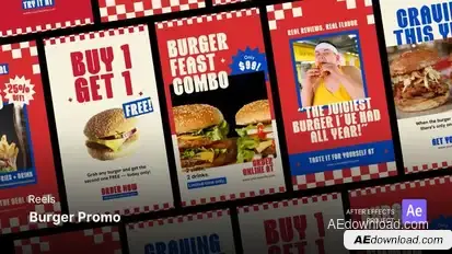 Reels - Burger Promo After Effects Project Files Product Promo template preview