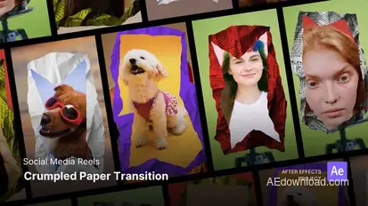 Reels - Crumpled Paper Transition After Effects Project Files broadcast-packages template preview