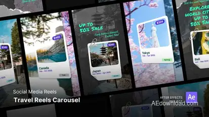 Reels - Travel Reels Carousel After Effects Project Files Product Promo template preview