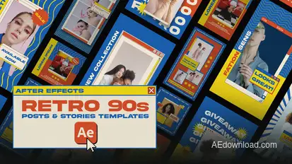 Retro 90s Social Media Templates For Ae Product Promo template preview