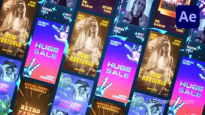 Retro Airbrush Stories Elements template preview