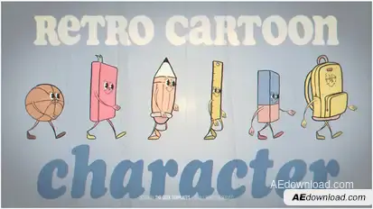 Retro Cartoon Character - Back to School Elements template preview