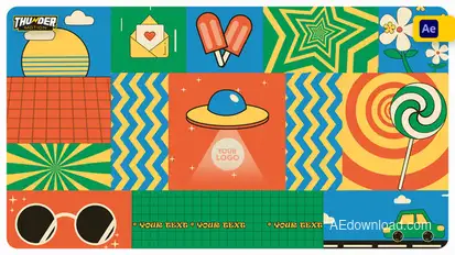 Retro Collage Background Elements template preview