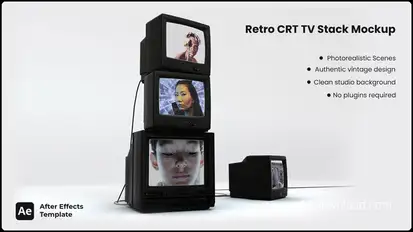 Retro CRT TV Stack Mockup | After Effects Template Openers template preview