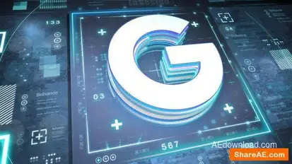 Animated Neon Tech Logo - Retro Digital Logo Stings template preview