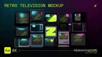 Retro Television Mockup broadcast-packages template preview