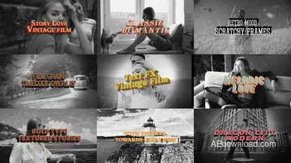 Retro Text & Vintage Overlay FX Pack – Grainy Titles & Film Textures Titles template preview