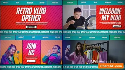 Retro Vlog Opener Openers template preview