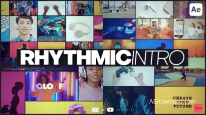 Rhythmic Intro Video Displays template preview