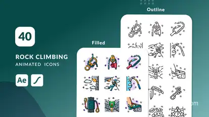 Rock Climbing Animated Icons | After Effects Elements template preview