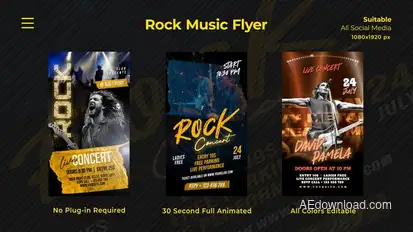 Rock Music Flyer Instagram Stories Openers template preview