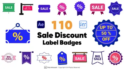 Sale Discount Label Badges For After Effects Product Promo template preview