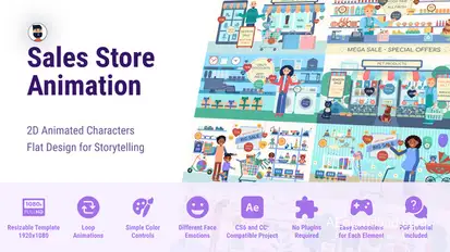 Sale Store - Flat Character Elements template preview