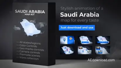 Saudi Arabia Map - Kingdom of Saudi Arabia Map Kit Video Displays template preview