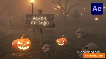 Scary Halloween 3D Logo Intro Openers template preview