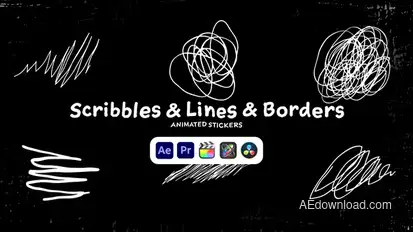 Scribbles & Lines & Borders Animated Stickers Elements template preview