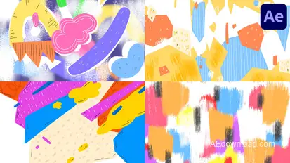 Seamless Abstract Colorful Brash Transitions | After Effects Elements template preview