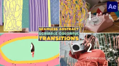 Seamless Abstract Scribble Colorful Transitions | After Effects Elements template preview