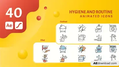 set of Hygiene and routine icon video Elements template preview
