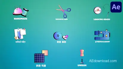 Sewing Icons And Titles for After Effects Titles template preview