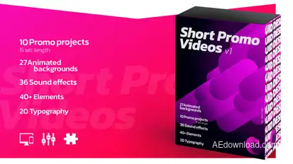 Short Promo Videos. Set v.1 (Promo projects | Sound FX | Typography & more) Openers template preview