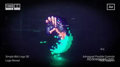 Simple 8bit Pixel Cube Logo 3D Logo Stings template preview