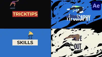 Skateboarding Typography Scenes for After Effects Titles template preview